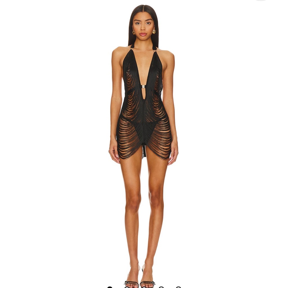 Thistle and Spire Black Fringe Mini Dress